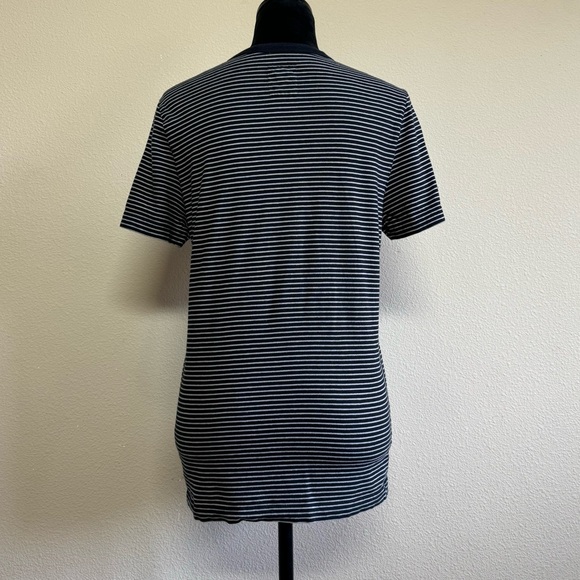 Fossil top women small 100% cotton striped short sleeve crewneck tshirt black - Picture 2 of 7